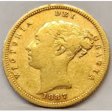 AUSTRALIA 1887 . HALF 1/2 SOVEREIGN . SYDNEY . GOLD